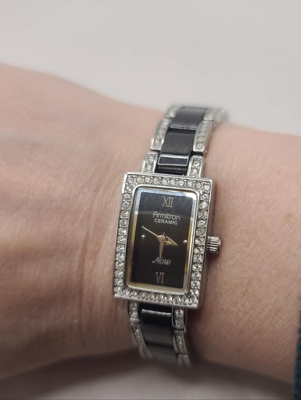 Armitron Black Ceramic Rhinestone Women's Watch